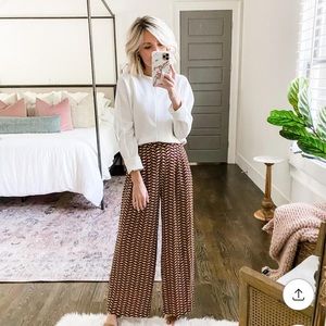 Wide leg patterned pants